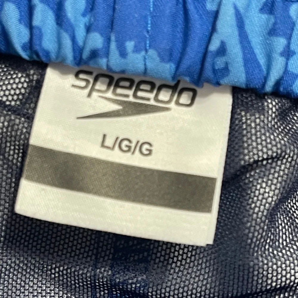 Speedo Swim Trunks Mens Large Blue Abstract‎ Print Lined Board Shorts Beach Surf
